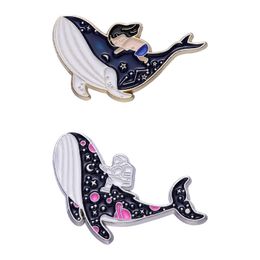 Brooches Pins for Women Fashion Brooch Pins Clips for Dress Cloths Bags Decor Enamel Metal Jewelry Whale Girl Badge Wholesale