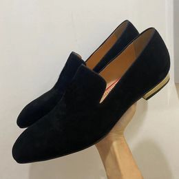 Italy Fashion Black Suede Loafers Luxury High Quality Slip On Leather Casual Shoes Men Flats Party And Banquet Shoes