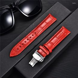 Watch Bands Bamboo Pattern Calfskin Leather Watchband 18mm 20mm 22mm 24mm Straps With Automatic Butterfly Buckle Men Women Band Deli22