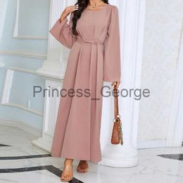 Casual Dresses Summer 2023 Ramadan Mubarak Abaya Dubai Turkey Muslim Hijab Dress Women's Kimono Solid Colour Long Dress Fashion Fit Elegant x0625