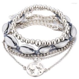 Charm Bracelets Bohemian Alloy Retro Fashion Shell 8 Bead Chain Bracelet Set 5 Piece Ladies Anklet Accessories Gift VB984 Melv22