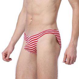 Underpants Brand Fashion Mens Striped Briefs Sexy Low Waist Men Soft Bikini Underwear Breathable Male U Concex Pouch Brief C208