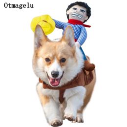 Dog Apparel Funny Pet Cat Dog Costumes Dog Apparel Clothes For Halloween Cosplay Western Cowboy Riding Costumes Jacket Cloak Dog Accessories 230625