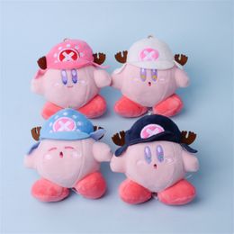 Plush Dolls 12PCS/Lot 12CM Hat Kirby Game Cute Plush Dolls Toys Woman Girl Kids Student Bag Keychain Small Pendant For Kids Adult 230621