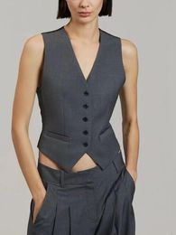 Women V-Neck Single-Breasted Vest Coat 2022 New Temperament Ladies Casual Sleeveless Tank Top