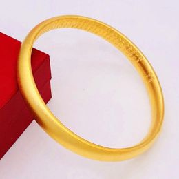 Bangle Smooth Alloy Jewelry Gold Silver Color Buddhistic Heart Sutra Bracelets & Bangles For Single Circle Women Present Melv22