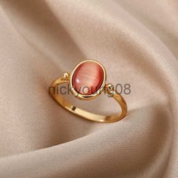 Band Rings White Colour Opal Rings For Women Ladies Stainless Steel Gold Finger Ring Couple Wedding Ring Vintage Aesthetics Jewellery Gift x0625