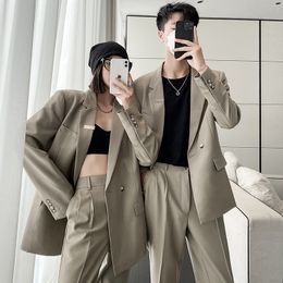 Men's Casual Shirts Couple Suits Sets Men Fashion Business Office Jacket Pant Women Oversize Streetwear Hip Hop Suit Blazers Trousers 230625