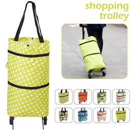 Tool Bag Folding Shopping Pull Cart Trolley With Wheels Foldable Reusable Grocery Food Organiser Vegetables 230625