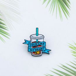 Brooches Pins and Clips for Dress Shirt Collar Clat Ice Like My Heart Coffe Cup Shape Badge Men Women Fashion Enamel Metal Jewellery Birthday Gift Wholesale