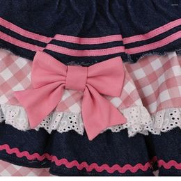 Skirts Lolita Style Mini Denim Women Gothic Lace Plaid Hearts Ruffles Jk Skirt Japanese Girls Sexy Y2k Punk Tiered Sweet