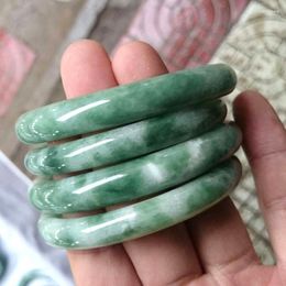 Bangle Natural Jadeite Colour Hand Carved Round Jade Bracelet Fashion Boutique Jewellery Women's Light Green Floating Flower Melv22