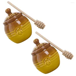 Dinnerware Sets 1 Set Of Ceramic Honey Jar Jam Storage Decorative Container Multi-function