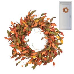 Decorative Flowers Artificial Harvest Wreath 50cm/19.7 Inch Autumn Festival Wall Door Decoration Outdoor Hanging Ornament Party