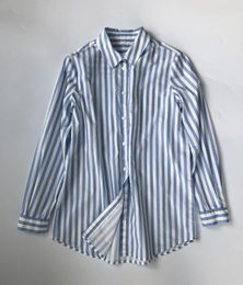 Women's Blouses 7Evening 2023 Estest Ladies Cotton Contrast Striped Long Sleeve Lapel Shirt Top