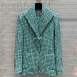 Women's Wool & Blends Designer Tweed Coats Blouson Jacket with Crystal Letter Buttons Vintage Jackets Coat Girls Milan Runway Brand Tops Outwear Blazer VL1F