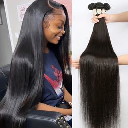 Hair Bulks Bone Straight Human Bundles Brazilian Weave Raw s 1 3 4 Weft 30 32 inch 230621