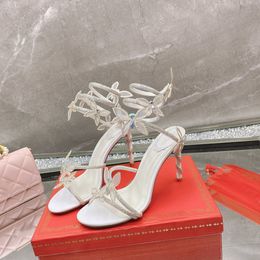 sandali firmati sandalo rene caovilla tacco crocs slides cinturini serpente sandalo donna scarpe firmate classico diamante solido cristallo tacco alto 9,5 cm scarpe 7,5 cm scatola eu43
