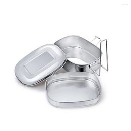 Dinnerware Sets Portable Storage Container Lunch Box Double Layer 1pc Layers Bento Student Stainless Steel Dinning Supplies