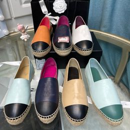 Designer Flat Casual Shoes Woman Espadrilles Luxury Loafers Cap Toe Fisherman Canvas Shoe Real Leather Classic Loafers