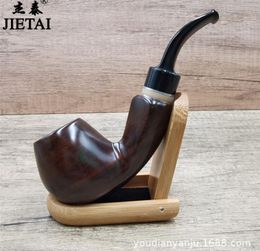 Smoking Pipes Personalized Solid Wood Ebony Filter Dry Tobacco Pipe Retro Removable Cleaning Recycling Dry Tobacco Bag