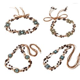 Belts Bohemian Style Braided Waist Belt Cotton Rope All-Matched Chain With Beads Butterflies For Casual Dress Dance Show