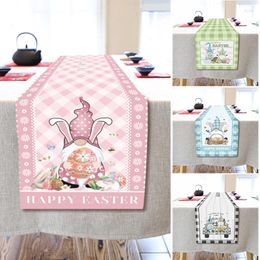 Candle Holders Happy Easter Gnome Table Runners Gnomes Linen Burlap For Kitchen Holiday Party