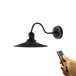 Wall Lamp 1 Pcs Battery Run Black Metal Sconce Remote Control Dimmable Nordic Design Nightstand For Corner