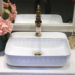 China Artistic Procelain art countertop Ceramic Lavabo Bathroom Sink china wash basin rectangular whitegood qty Puqpt