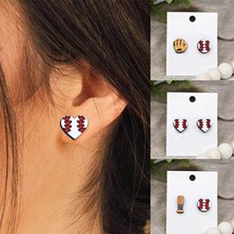 Stud Earrings Fashion Baseball Basketball Football Wooden Ear Studs Girls Cute Volleyball Softball Soccer Sports Jewelry