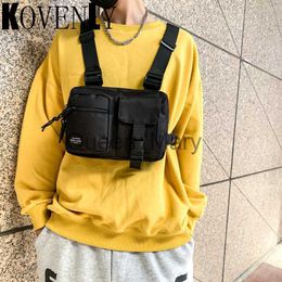 Evening Bags Canvas Young Men Chest Bags Tacticl Chest Rig Vest Bag Hip Hop Chest Cell Phone Outdoor Men Waist Bag Street Style Kanye Style J230625