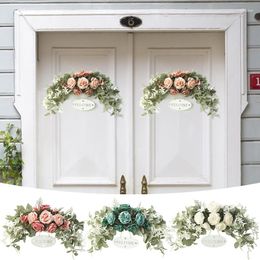 Decorative Flowers Lintel Decoration Spring Swag Silk Cloth Wall Hanging Wedding Arch Wreath Rose Garland Welcome Sign Faux Flower Branches