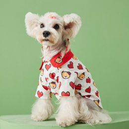 Dog Apparel Summer Thin Shirt for Dogs Clothing Pet Dog Clothes Cat Small Heart Bear Print Cute Fashion Boy Girl Chihuahua Pet Products 230625