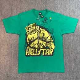 men and women HELLSTAR MENS SMALL PRE OWNED PATH SHIRT Men's and Women's Pure Cotton Short Sleeve T-shirt