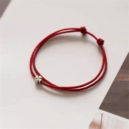 Strand Four-leaf Clover Red Thread String Bracelet Lucky Handmade Rope Charm For Women Men Jewellery