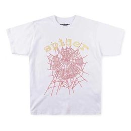 23ss Men t Shirt Pink Young Thug Sp5der 555555 Mans Women 1 Quality Foaming Printing Spider Web Pattern Tshirt Tees Aa