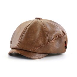 Casquette Homme Original 2022 Jamont New Vintage Men PU Leather Baret Visor Hats Classic Newsboy Hats For Men Bere Berets Cap