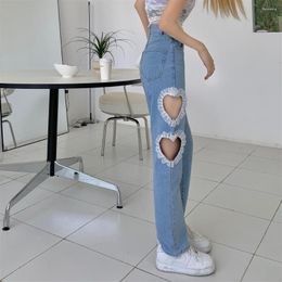 Women's Jeans 2023 Korean Version Of Love Ripped Women's Straight Loose Summer High Waist Show Thin Girl Wide Leg Pants