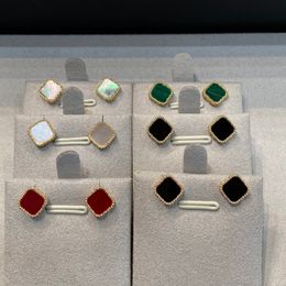 designer earrings Luxury Jewelry Four-leaf clover braceletStud Earrings Back Mother-of-Pearl Titanium Plated Agate for Women&Girls Valentine's Wedding Jewelry