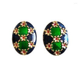 Stud Earrings D002 Fashion Blue Green Golden Flower Set Earring Women Jewelry High Quality