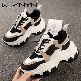 Boots Brand Women Chunky Sneakers Vulcanize Shoes Korean Fashion New Female Black White Platform Thick Sole Sneaker Casual Shoes Woman