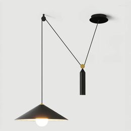 Pendant Lamps Retro Industrial LED Light Black White Minimalist Staircase Backdrop Living Room Reading Stairs Decoration Bedroom Lamp