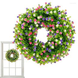 Decorative Flowers Artificial Flower Wreath For Spring Summer Front Door Beautiful 19.6inch Farmhouse Outside Inside Home Room
