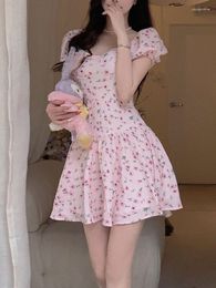 Casual Dresses 2023 Summer Beach Sweet Floral Short Dress Women Sleeveless Party Female Outwear One Piece Korean Fashion