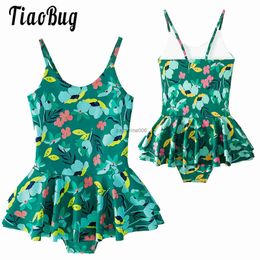 Girls Swimsuits 2-12Year Baby Printed Swim Dress Swimwear Summer Beach Bathing Bikini Clothes Kids Hawaiian Style Swimming Wear L230625