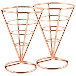 Flatware Sets 2 Pcs Cone Snack Holder Stands Frying Basket Bandejas Para Comida Display Vegetable Rack