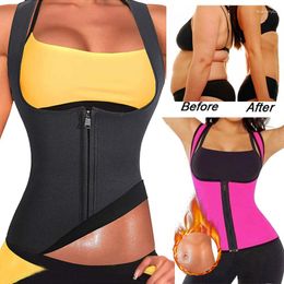 Women's Shapers Women Waist Trainer Corset Neoprene Sauna Tank Top Zipper Weight Loss Slimming Body Shaper Shirt Sweat Vest Shapewear