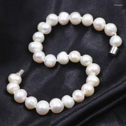 Charm Bracelets Charms Bracelet For Women Natural Freshwater Pearl & Bangle Magnet Clasp White Pearls Beads Wrist Jewellery 7.5inch A759 Melv2