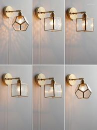 Wall Lamps Glass Lamp Kawaii Room Decor Led Switch Swing Arm Light Industrial Plumbing Reading