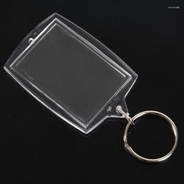 Hooks 50Pcs Transparent Blank Insert Po Picture Frame Key Ring Split Keychain